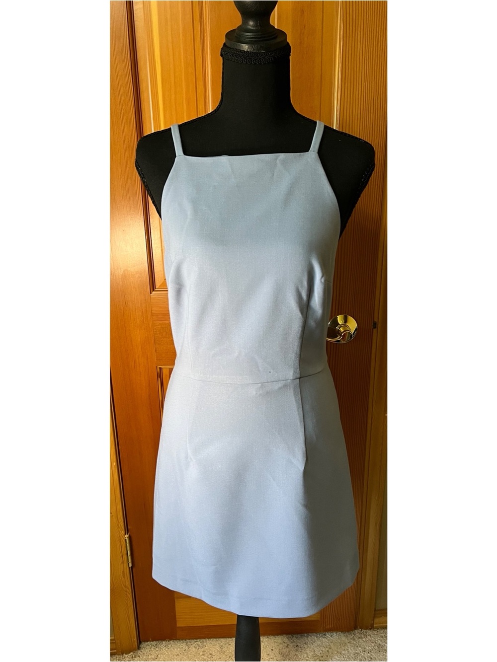 French Connection Pale Blue Square-Neck Mini Dress